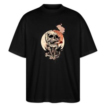 Stoner Stoner THC Biker Skull - T-shirt bio Blaster 2.0 coupe oversize Stanley/Stella Unisexe - noir - Devant - Alina (178cm) & Michal (187cm)