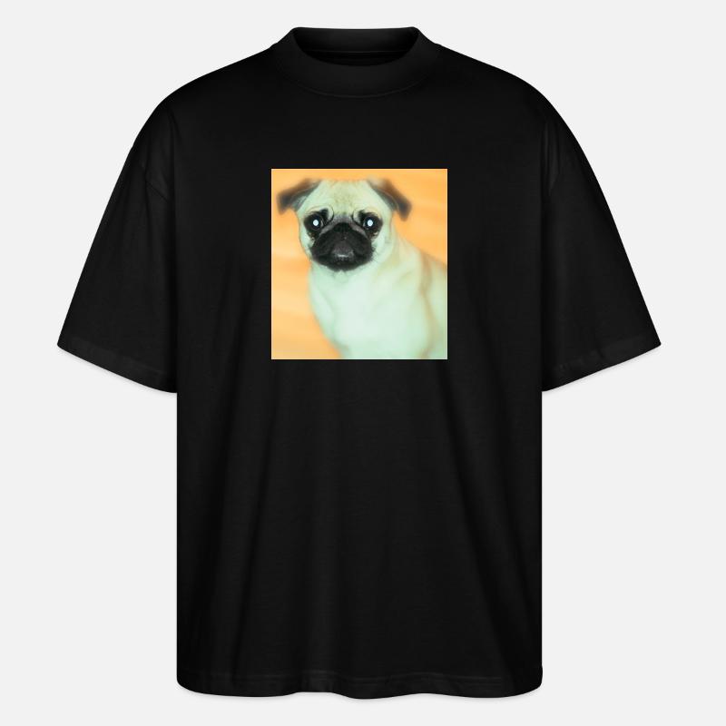 Niedlicher Mops mit Ausdrucksvollblick - Stanley/Stella Oversized Unisex Bio T-Shirt Blaster 2.0 - Schwarz
