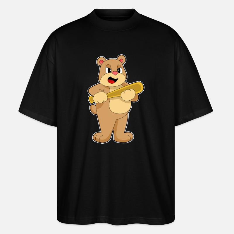 Batte de baseball Bear - T-shirt bio Blaster 2.0 coupe oversize Stanley/Stella Unisexe - noir
