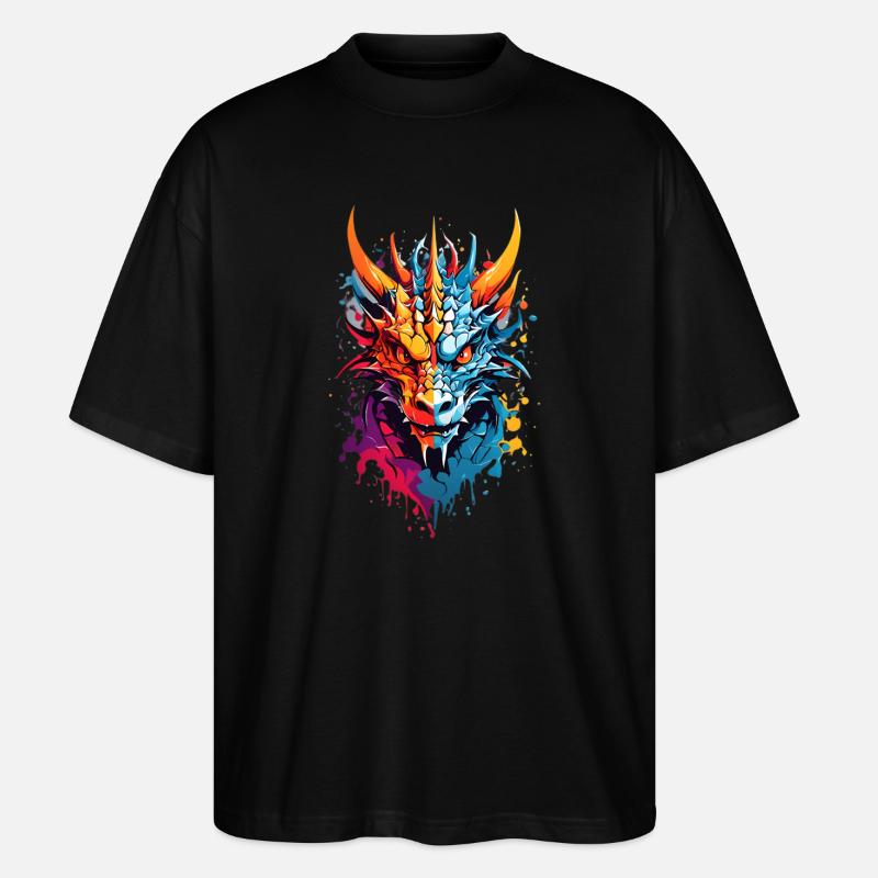 Coole Drache - Stanley/Stella Oversized Unisex Bio T-Shirt Blaster 2.0 - Schwarz
