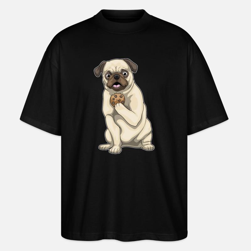 Mops Cookie - Stanley/Stella Oversized Unisex Bio T-Shirt Blaster 2.0 - Schwarz