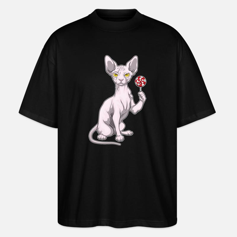 Sucette Chat Sphynx - T-shirt bio Blaster 2.0 coupe oversize Stanley/Stella Unisexe - noir