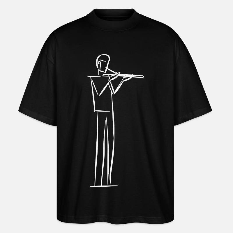 Flötist Line Art - Stanley/Stella Oversized Unisex Bio T-Shirt Blaster 2.0 - Schwarz