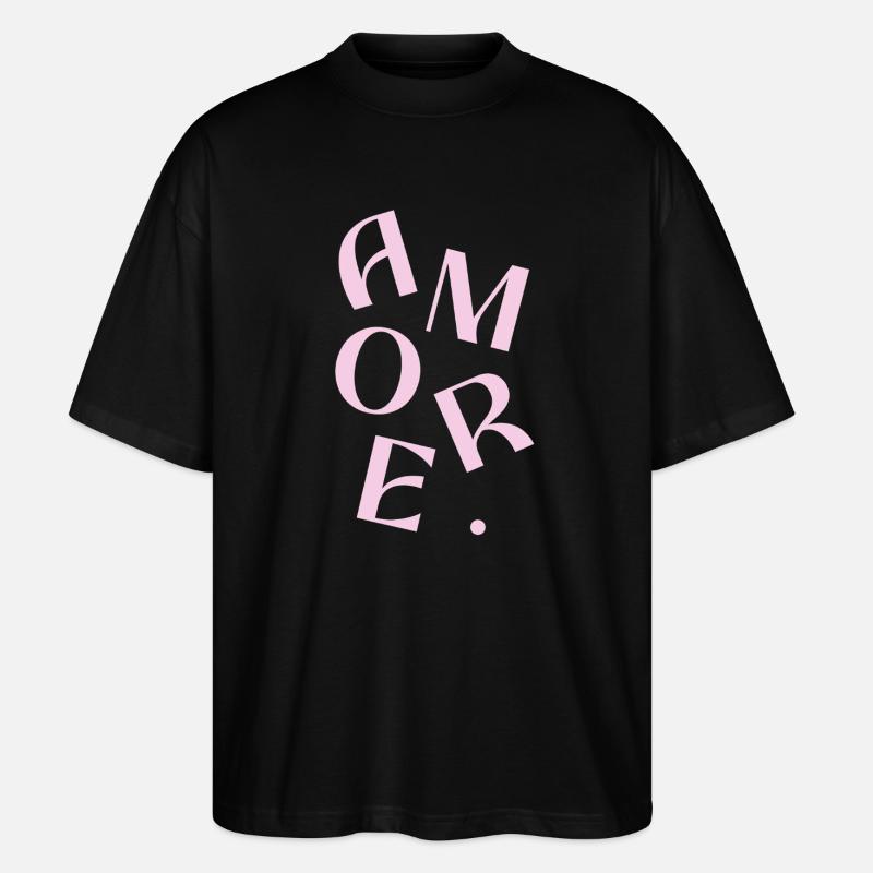 Pink Amore Text Design - Stanley/Stella Oversized Unisex Organic T-shirt Blaster 2.0 - black