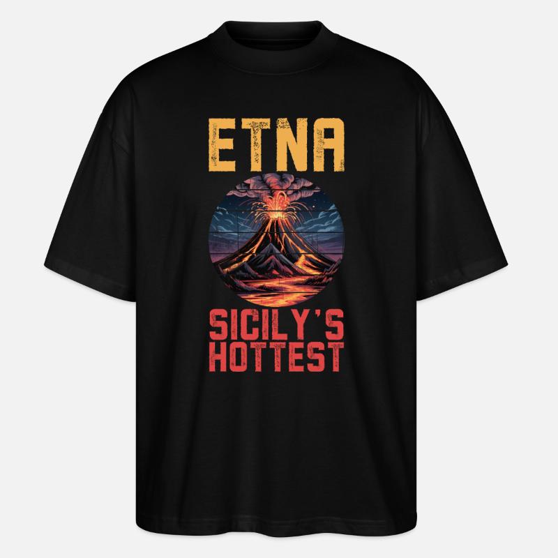 Etna Vulkan Sizilien - Stanley/Stella Oversized Unisex Bio T-Shirt Blaster 2.0 - Schwarz