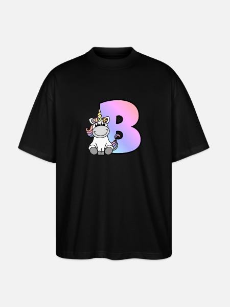 Einhorn Buchstabe B - Stanley/Stella Oversized Unisex Bio T-Shirt Blaster 2.0 - Schwarz