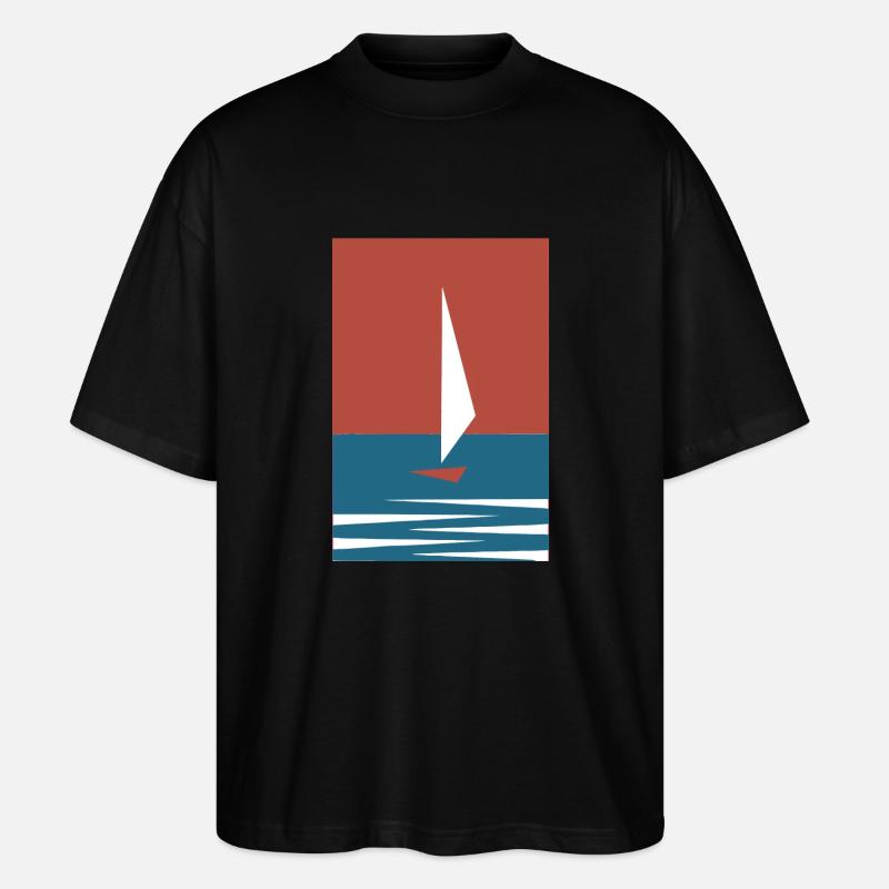 Sailboat (Simple Edition) - Stanley/Stella Oversized Unisex Organic T-shirt Blaster 2.0 - black