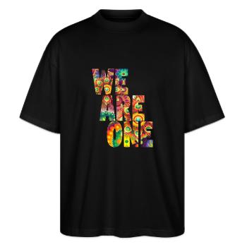 Goa Psytrance - Stanley/Stella Oversized Unisex Organic T-shirt Blaster 2.0 - black - Front - Alina (178cm) & Michal (187cm)