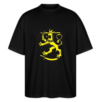 finnisches symbol finnland löwenflagge - Stanley/Stella Oversized Unisex Bio T-Shirt Blaster 2.0 - Schwarz - Vorne - Alina (178cm) & Michal (187cm)