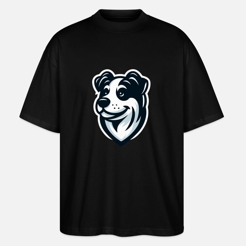 Hündchen: Illustration eines Freundes - Stanley/Stella Oversized Unisex Bio T-Shirt Blaster 2.0 - Schwarz