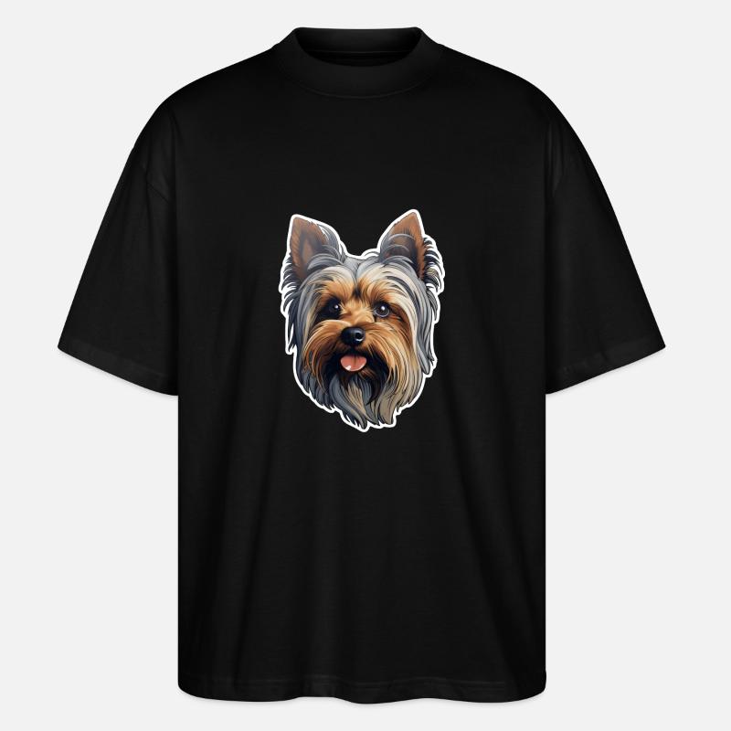 Yorkshire Terrier Head - Stanley/Stella Oversized Unisex Organic T-shirt Blaster 2.0 - black