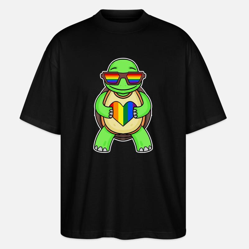 Rainbow Turtle - Stanley/Stella Oversized Unisex Organic T-shirt Blaster 2.0 - black