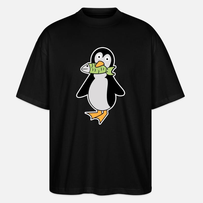 Süß Pinguin Vogel Tier Seevogel Arktis - Stanley/Stella Oversized Unisex Bio T-Shirt Blaster 2.0 - Schwarz