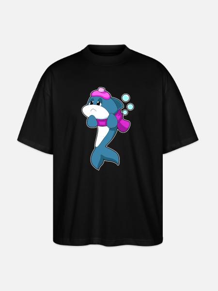 Dolphin Hot Water Bottle - Stanley/Stella Oversized Unisex Organic T-shirt Blaster 2.0 - black