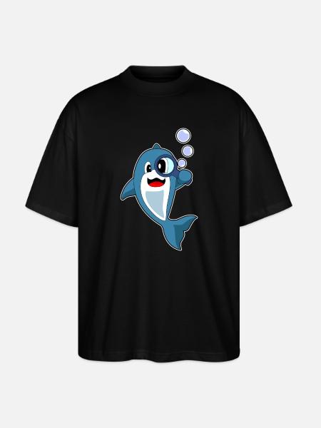 Dolphin Detective Magnifier - Stanley/Stella Oversized Unisex Organic T-shirt Blaster 2.0 - black