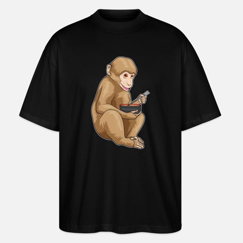 Affe Ramen Schüssel - Stanley/Stella Oversized Unisex Bio T-Shirt Blaster 2.0 - Schwarz
