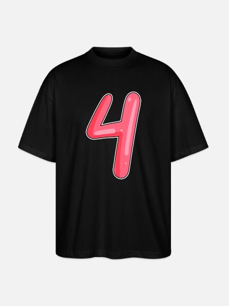 4 - Four Number Number - Stanley/Stella Oversized Unisex Organic T-shirt Blaster 2.0 - black