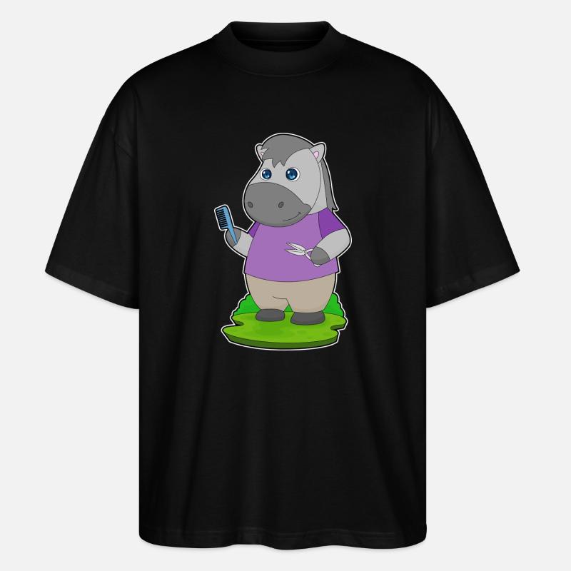 Cheval coiffeur Ciseaux Peigne - T-shirt bio Blaster 2.0 coupe oversize Stanley/Stella Unisexe - noir