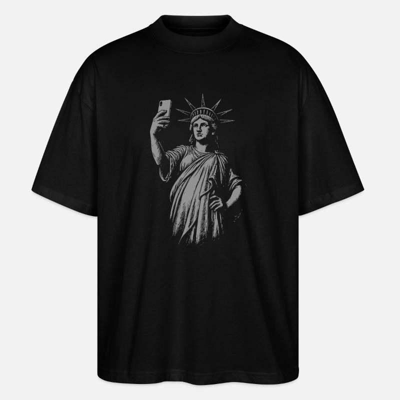 Freiheitsstatue Selfie Portrait Geschenk - Stanley/Stella Oversized Unisex Bio T-Shirt Blaster 2.0 - Schwarz