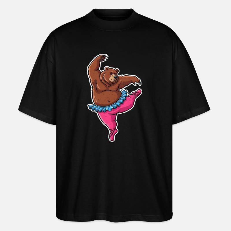 Ballett Bär Comic Geschenk - Stanley/Stella Oversized Unisex Bio T-Shirt Blaster 2.0 - Schwarz