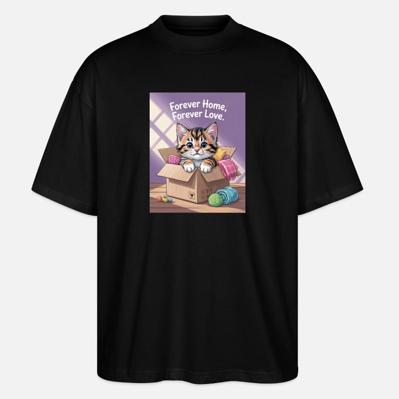Forever Home Kitten in Box - Stanley/Stella Oversized Unisex Bio T-Shirt Blaster 2.0 - Schwarz