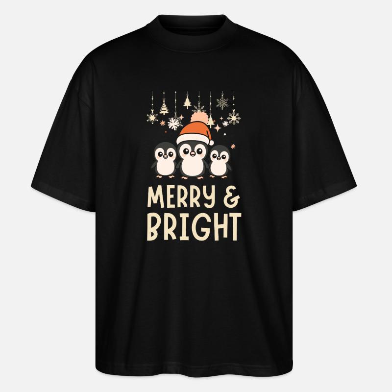 Cute and Bright Penguin Pattern - Stanley/Stella Oversized Unisex Organic T-shirt Blaster 2.0 - black
