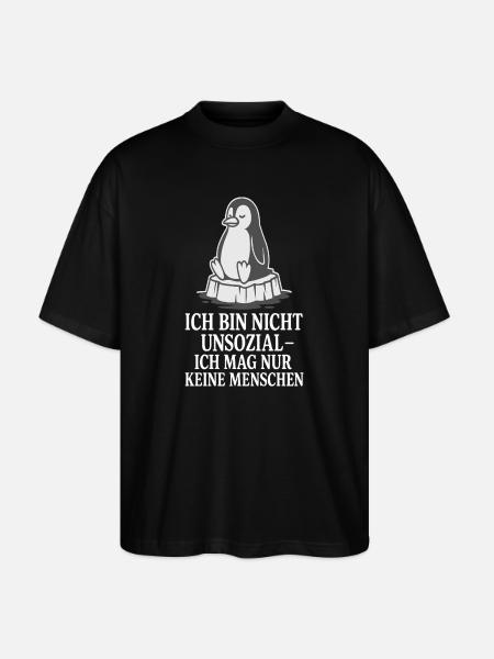 Pinguin auf Eis mit Spruch - Stanley/Stella Oversized Unisex Organic T-shirt Blaster 2.0 - black