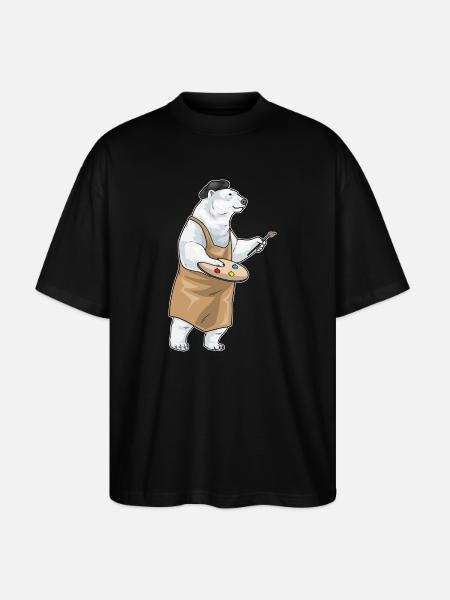 Polar Bear Painter Brush Painting - Stanley/Stella Oversized Unisex Organic T-shirt Blaster 2.0 - black