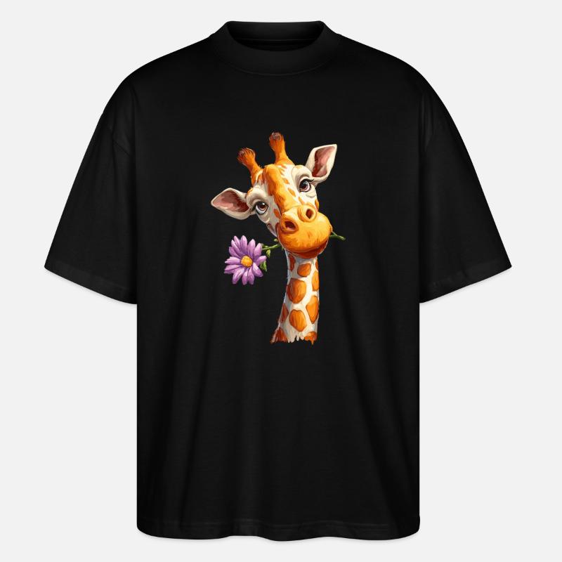 Girafe à fleur - T-shirt bio Blaster 2.0 coupe oversize Stanley/Stella Unisexe - noir