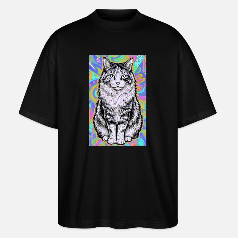 Katze - Stanley/Stella Oversized Unisex Bio T-Shirt Blaster 2.0 - Schwarz