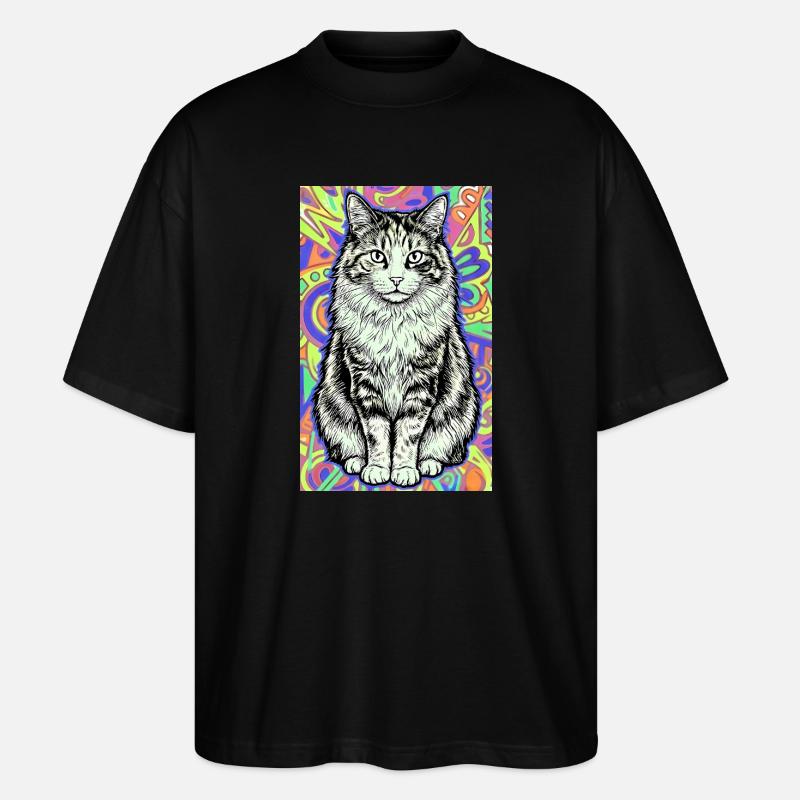 Katze - Stanley/Stella Oversized Unisex Bio T-Shirt Blaster 2.0 - Schwarz