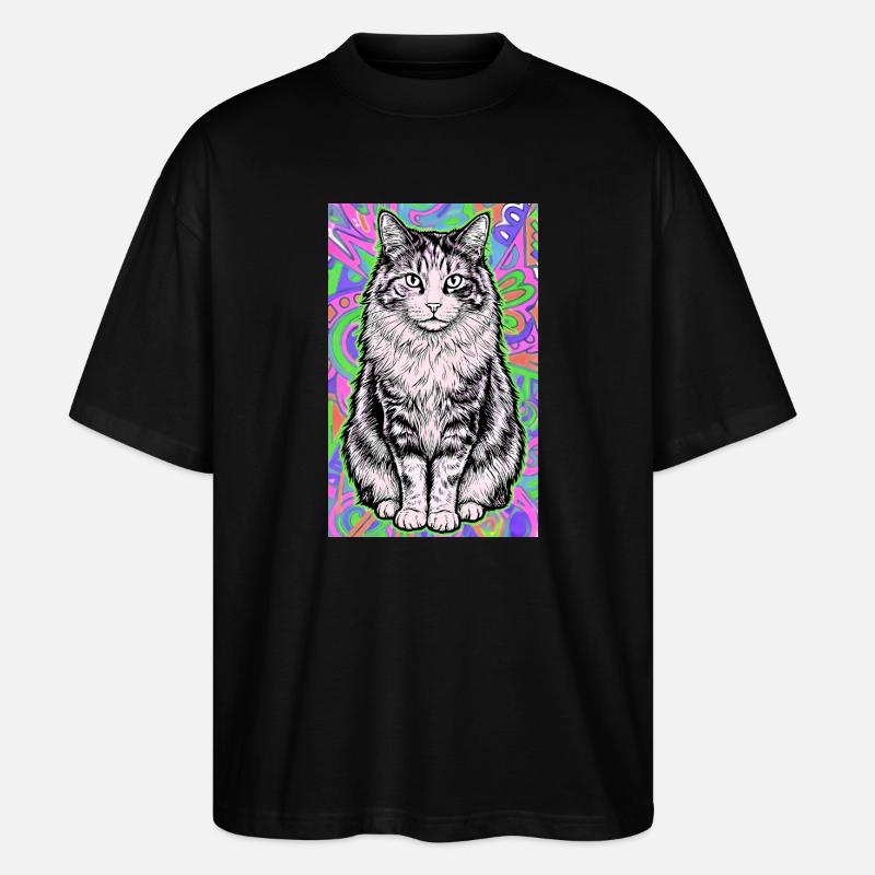 chat - T-shirt bio Blaster 2.0 coupe oversize Stanley/Stella Unisexe - noir