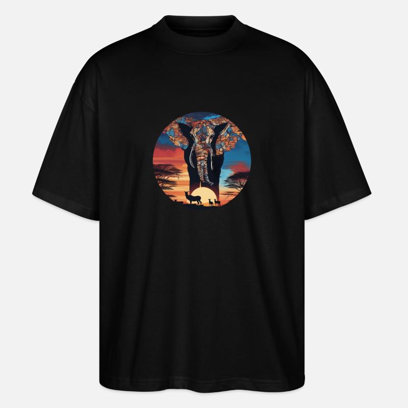 Afrika Steppe und Tiere - Stanley/Stella Oversized Unisex Bio T-Shirt Blaster 2.0 - Schwarz