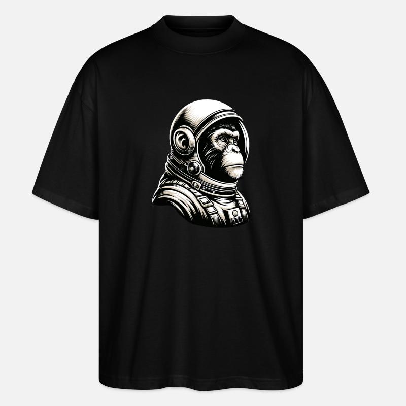 Pensive Monkey Astronaut Cosmos - Stanley/Stella Oversized Unisex Organic T-shirt Blaster 2.0 - black