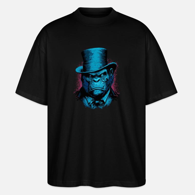 Gorilla mit Hut - Stanley/Stella Oversized Unisex Bio T-Shirt Blaster 2.0 - Schwarz