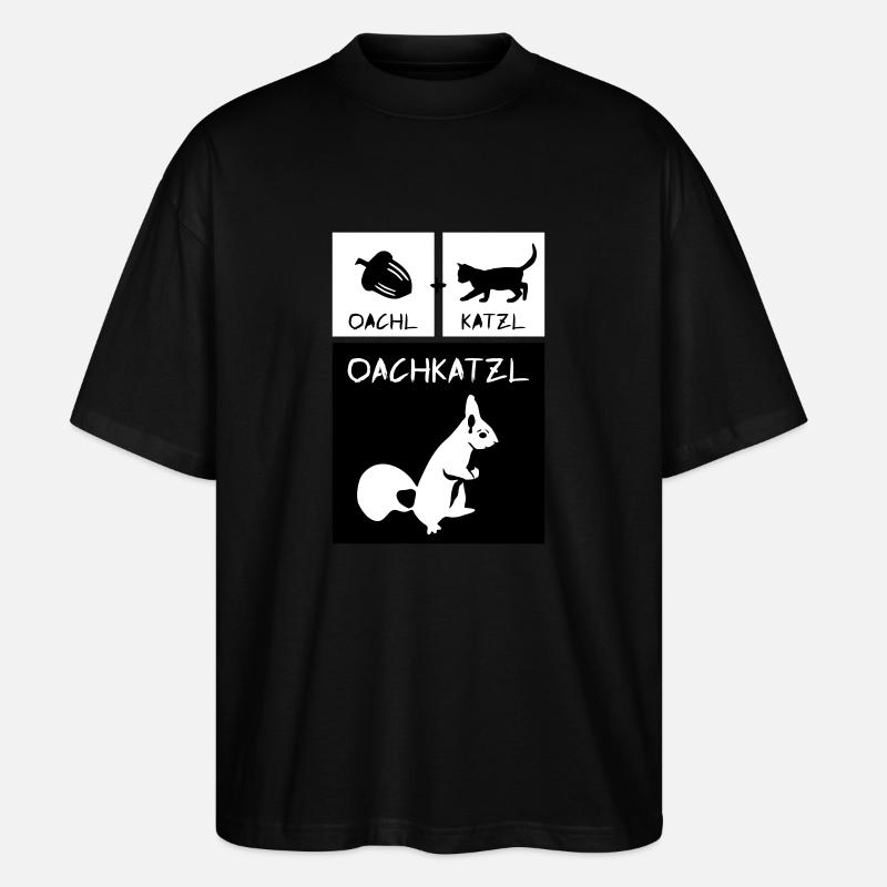 Eichhörnchen - Oachkatzl - Stanley/Stella Oversized Unisex Bio T-Shirt Blaster 2.0 - Schwarz