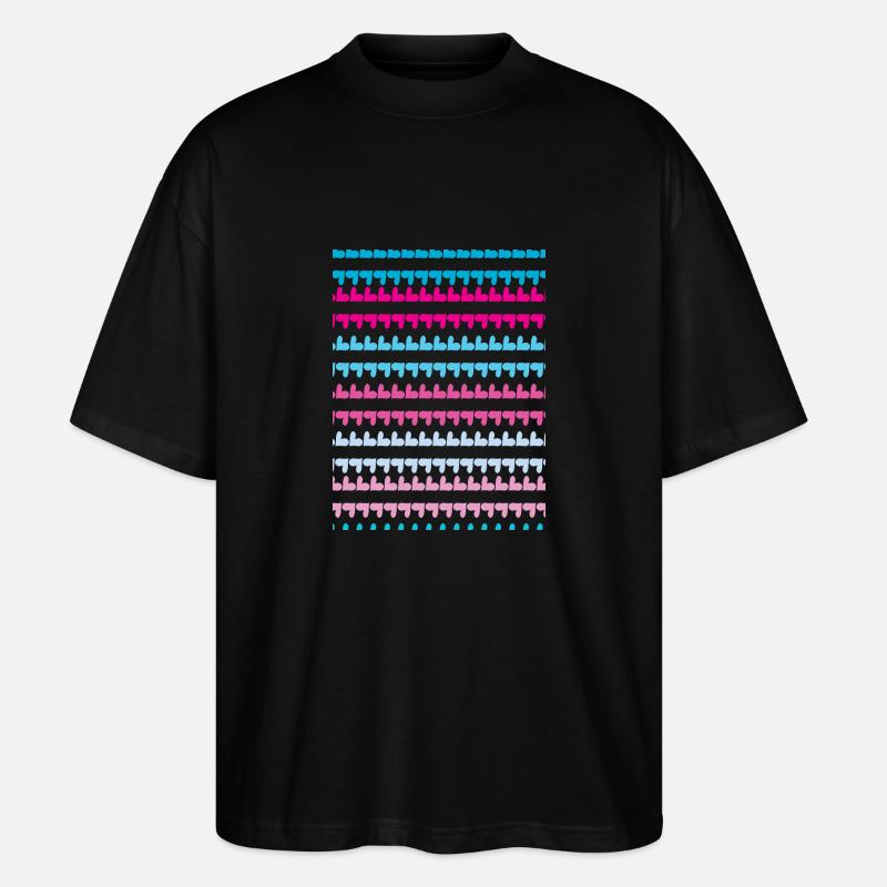 PINK BLUE HEARTS PATTERN - Stanley/Stella Oversized Unisex Organic T-shirt Blaster 2.0 - black