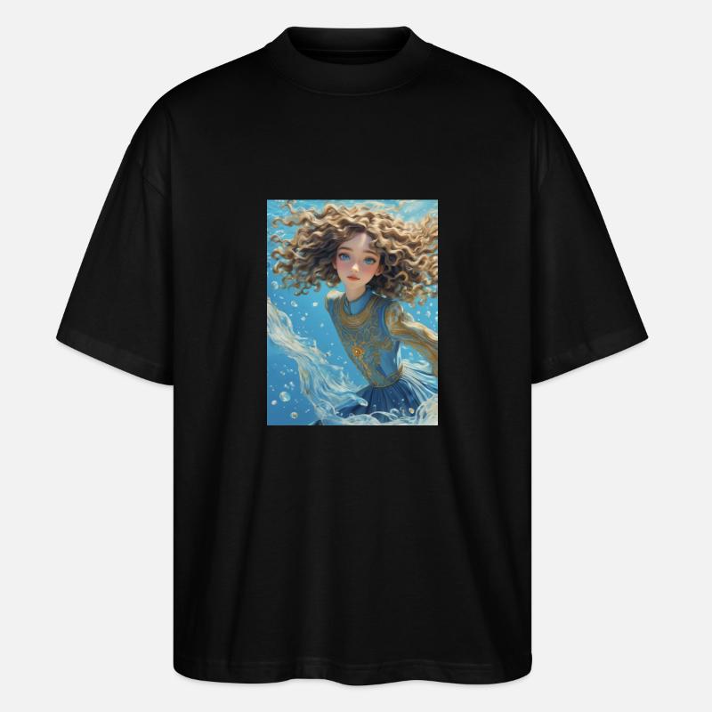 Mädchen im Meer - Stanley/Stella Oversized Unisex Bio T-Shirt Blaster 2.0 - Schwarz