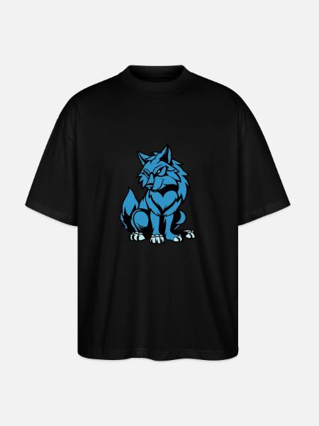 wolf comic tier - Stanley/Stella Oversized Unisex Bio T-Shirt Blaster 2.0 - Schwarz