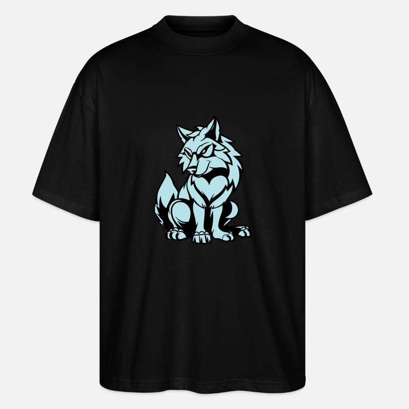 wolf comic tier - Stanley/Stella Oversized Unisex Bio T-Shirt Blaster 2.0 - Schwarz