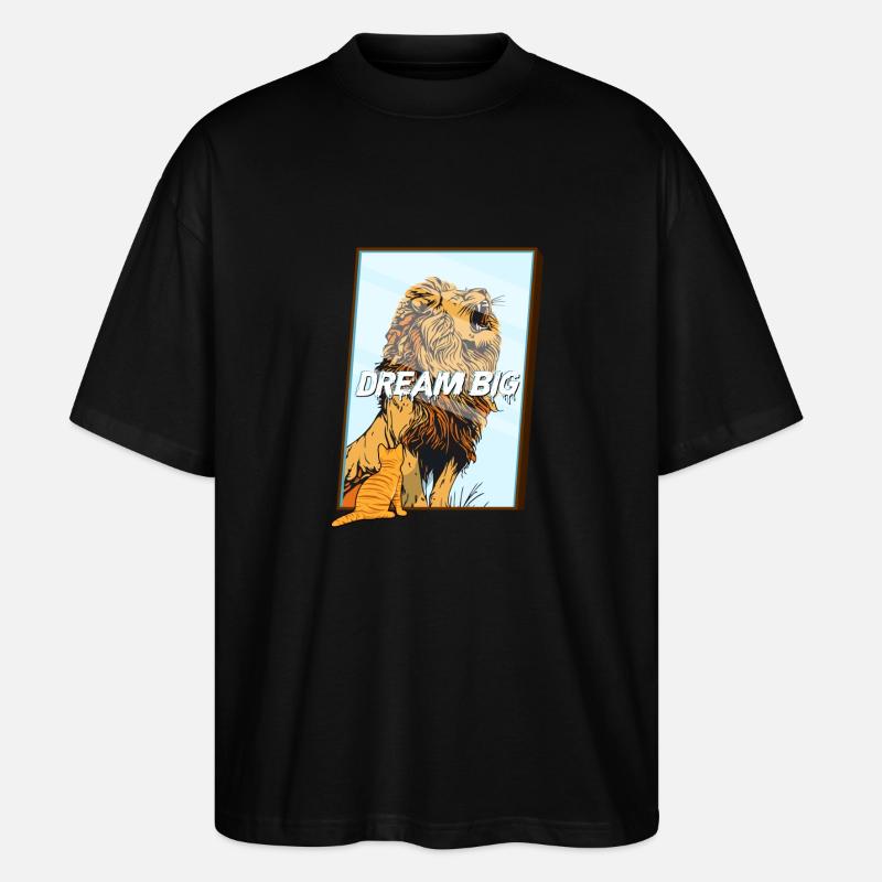 Dream Big Katze Löwe - Stanley/Stella Oversized Unisex Bio T-Shirt Blaster 2.0 - Schwarz
