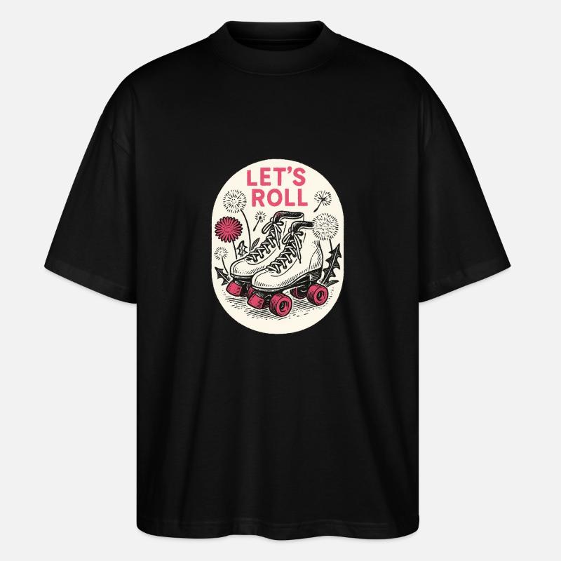 Let's Roll Retro Rollschuhe - Stanley/Stella Oversized Unisex Bio T-Shirt Blaster 2.0 - Schwarz