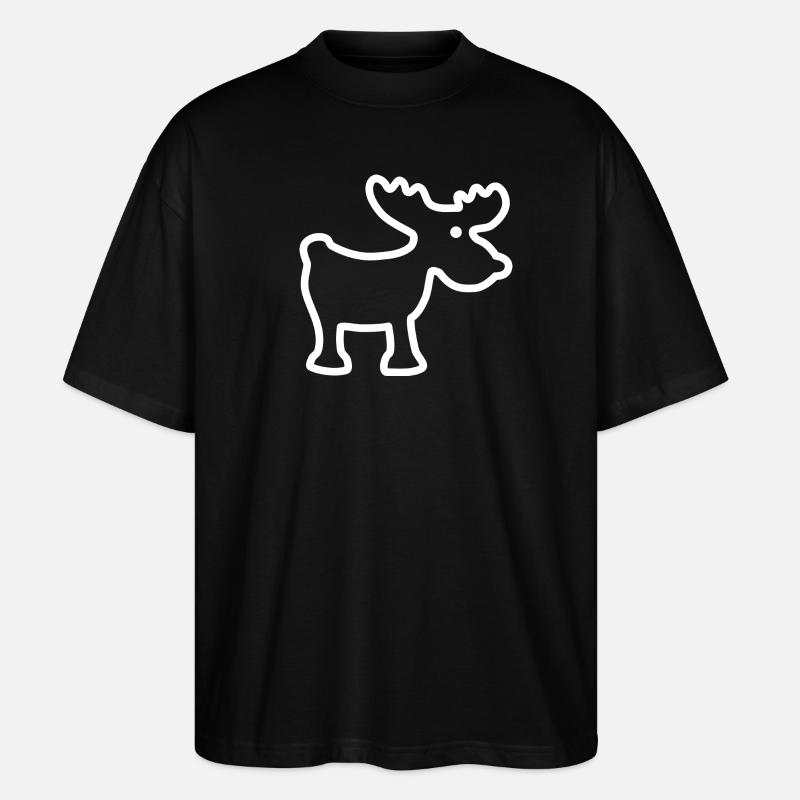 Cute moose - white outline - Stanley/Stella Oversized Unisex Organic T-shirt Blaster 2.0 - black
