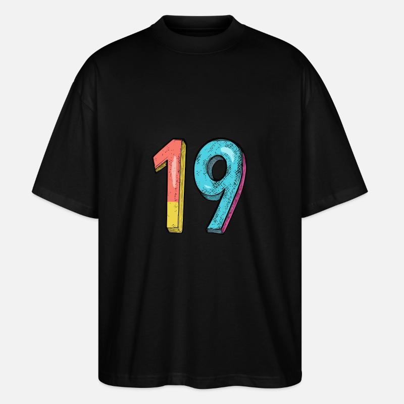 19 Zahl Comic - Stanley/Stella Oversized Unisex Bio T-Shirt Blaster 2.0 - Schwarz