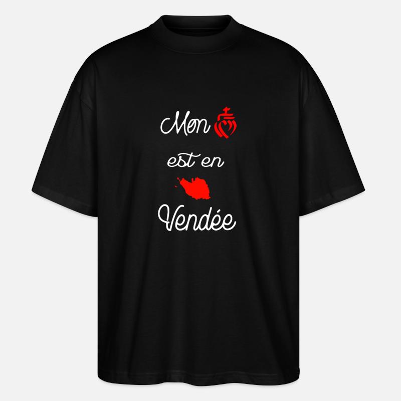 mon coeur est en vendee - T-shirt bio Blaster 2.0 coupe oversize Stanley/Stella Unisexe - noir
