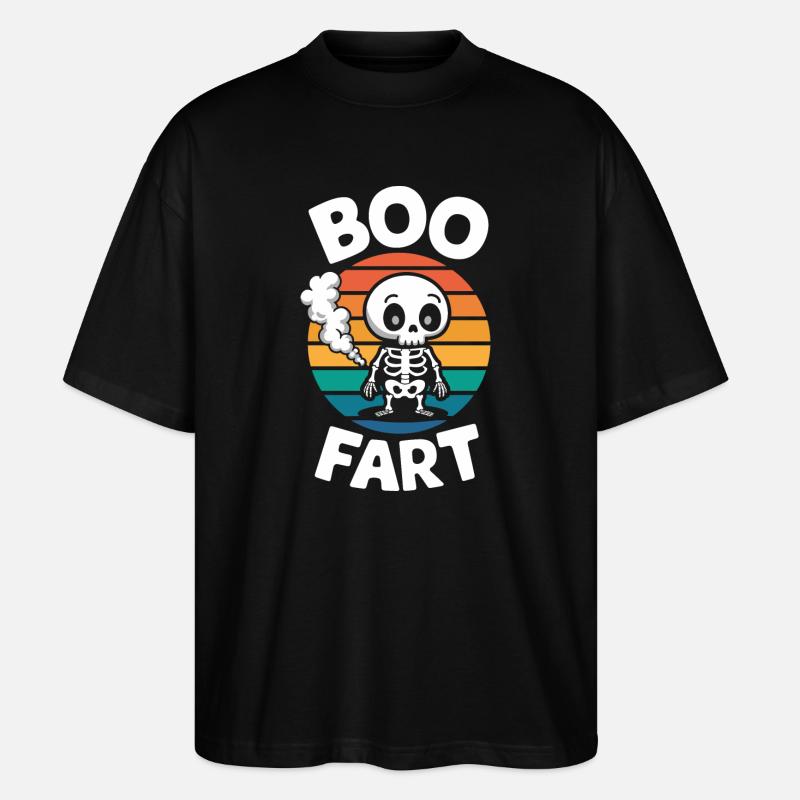 Farting Skeleton – Funny Halloween - Stanley/Stella Oversized Unisex Organic T-shirt Blaster 2.0 - black