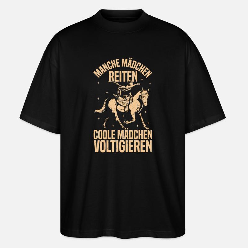 Coole Mädchen Voltigieren Pferd Reiten - Stanley/Stella Oversized Unisex Bio T-Shirt Blaster 2.0 - Schwarz