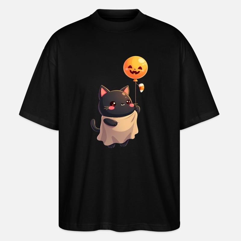 Halloween Cat with Halloween Pumpkin - Stanley/Stella Oversized Unisex Bio T-Shirt Blaster 2.0 - Schwarz