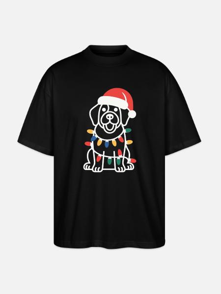 Santa Pup Christmas Lights - Stanley/Stella Oversized Unisex Organic T-shirt Blaster 2.0 - black