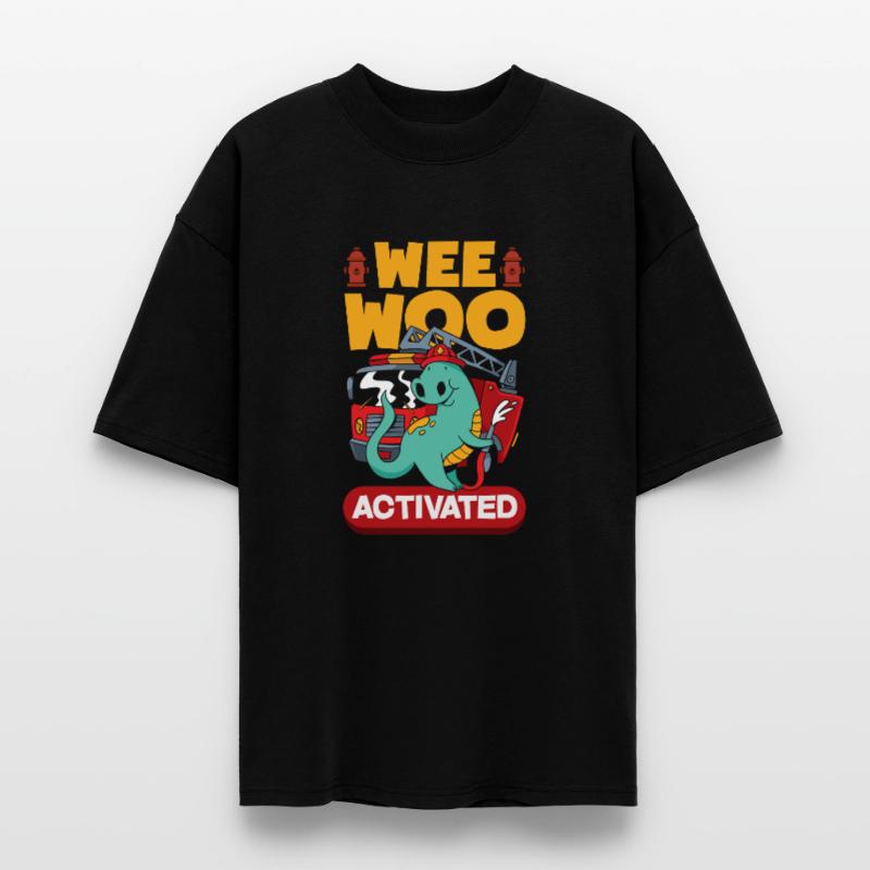 Wee Woo Squad Fire Tiny Firefighter Stanley/Stella Oversized Unisex Organic T-shirt Blaster 2.0